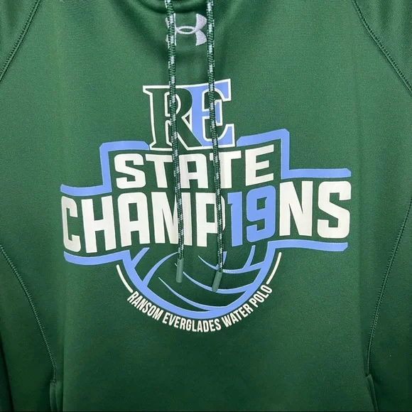 Under Armour Coldgear Green Fleece Lined Hoodie Sweater Men's Sz Medium Preowned - Picture 2 of 8